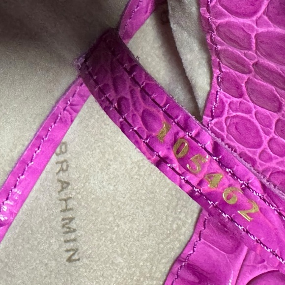 Brahmin Carla Fushsia Croc Embossed Leather Tote Purse Pink Shopper Shoulder Bag - Picture 12 of 16